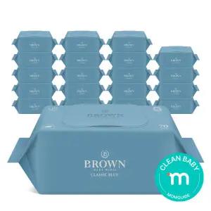 브라운 물티슈 클래식 블루 제주에디션 물티슈 70매 캡형 10+10팩 저자극 아기물티슈 447057