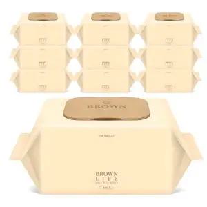 브라운라이프 베이지 엠보싱 대용량 물티슈 캡형100매 x50g x10개