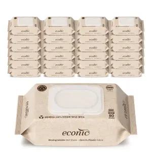 에코닉 브라운 엠보싱플러스 80매 25개입 60gsm 생분해물티슈 100%레이온원단