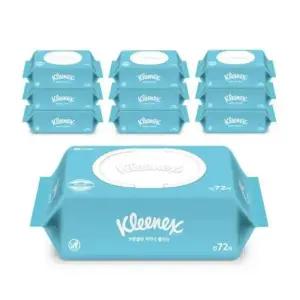 크리넥스 코튼클린 저자극 물티슈, 72매, 10입, 1개 436138