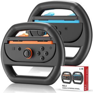 [미국배송] 닌텐도 스위치용 피르벤 스티어링 휠 2 조이콘 마리오 카트 8/9 디럭스용 2팩 레이싱 액세서리 현실감 넘치는 운전 경험 [블랙]