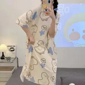 원피스 잠옷 여성 홈웨어 면 반팔 치마 여름 귀여운 이쁜 예쁜 (WFK61TW)