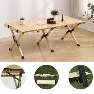 우드 원목 롤테이블 120x60cm 접이식 캠핑 테이블
