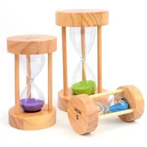 고품질 알람 탁상시계 원형 원목 유리 모래시계 탁상모래시계 (WFJRAZU)