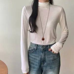 [모던스타일]여성 울 스판 무지 루즈 반폴라 티셔츠 반목 터틀넥 이너티