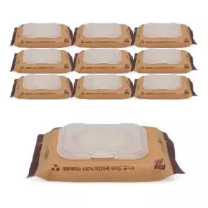에코닉 브라운 40gsm 20매 캡형 레이온100% 생분해원단 아기물티슈