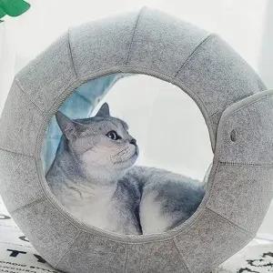 고양이 동굴 장난감 펠프 소재 아늑한 쉼터 달팽이 모양 (WFK6CBE)