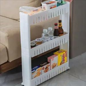 [라일리생활건강] Rly 좁은 3단 틈새 수납장 바퀴 이동식 선반 다용도