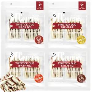 더독 트위스틱듀오 오리 연어 비프 치킨 강아지 노령견 말랑한 소프트 개껌 200g