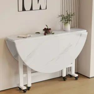 접이식 우드 원형 테이블 슬림 틈새 공간활용 대형 원탁 이동식 식탁 1000