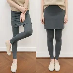 (2장세트) 여성 피치기모 2겹 4부 치마레깅스 베이직 밴딩 치렝스 간절기 치마바지