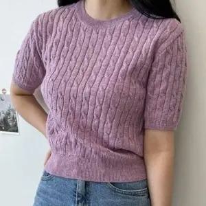 여성 인기 꽈배기 니트 반팔 여자 니트티 스웨터 12 (KYR-WFGTUR7)