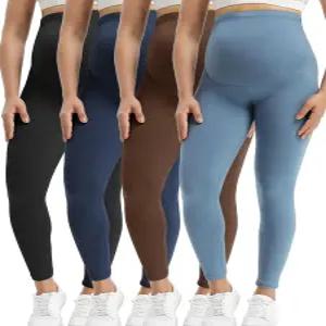 버터진 4팩 여성용 크림러쉬 임부 레깅스 요가 팬츠 임부복