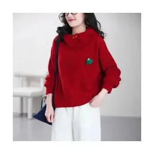 EAMT 여자 맨투맨 겨울 도톰한 기모 후드 캐주얼 슬림핏 산타 레드 상의 EUNG4