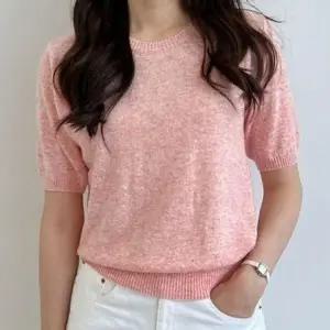 여성 캐시 추천 니트 반팔 라운드 여자 니트티 스웨터 (KYR-WFGTUMB)