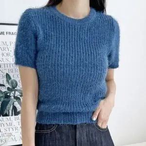 여성 퍼 추천 니트 부클 꾸안꾸 여자 반팔 니트티 (KYR-WFH461V)