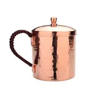 황동 머그컵 뚜껑형 맥주 커피 구리 손잡이 350ml 물컵 동컵