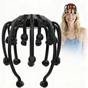 Dgtkayi 전기 두피 마사지기 360° 문어 머리 조절식 자동 다중 구성 배열 진동 노드 스트레스 두통 수면