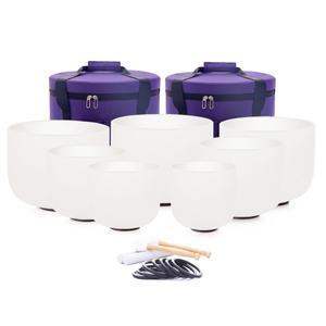 마사지스틱 혜은 7-12인치 노트 CDEFGAB 7개 세트 차크라 프로스트 쿼츠 크리스탈 싱잉 볼 무료 케이스 포