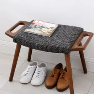 오크나무 원목 스툴 우드 사각 의자 미니 현관