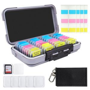 36개의 투명 홀더와 60개의 쓰기 가능한 라벨이 있는 마이크스크류 36슬롯 메모리 카드 케이스, SD 보관 케이스 및 카메라 카드용 정리함