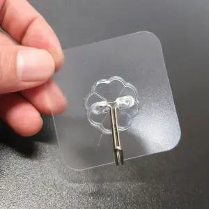 무타공점착후크걸이 다용도 투명 후크 부착식 싱크대 욕실 걸이 고리 (WFK9GP4)