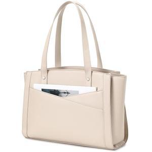 마이호지 여성용 작업용 토트백, 노트북 가방 15.6인치 가죽 컴퓨터 큰 사무용 지갑 한백, 3칸 포함