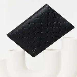 헤지스 액세서리 남성 25SS [스테디셀러] 블랙 로고패턴 소가죽 카드지갑 WUHO5E307BK