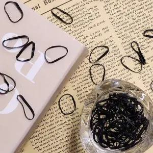 [콩심팥심]머리끈 미니 고무 머리끈 머리밴드 검정