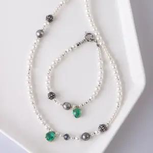 시후주얼리 그린 크리스탈 믹스 진주 목걸이 EA652N (WFKAD5O)