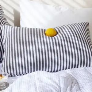 베개나라 해피니 솜 별매 카나 커버 베개 누빔 스트라이프 블랙 선염리플 (WFKAGRR)