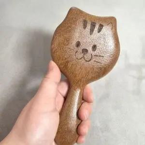고양이 두피 마사지 도구 림프 지압 원목 빗 괄사
