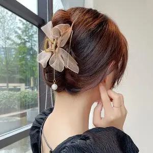 리본 드롭진주 집게핀