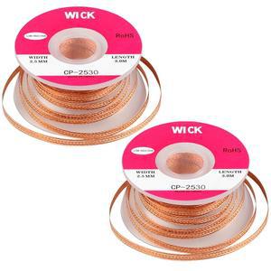 린디온 솔더 윅, 플럭스 0.1인치 너비 x 10피트 길이의 디솔더링 제거 및 전자기기 분해가 용이한 노클린 솔더링 윅 브레이드(2팩)