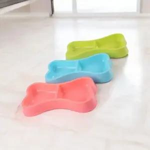 모양 식기 2구 뼈다귀 애완동물 펫식기 고양이사료그 (WFKB8DZ)