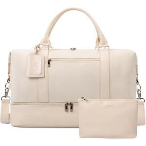 여성용 오이히프트 위켄더 가방 - 신발 수납공간이 있는 21인치 대형 여행용 더플백 2종 세트, 튼튼한 캔버스 가죽 휴대용 오버나이트 토트