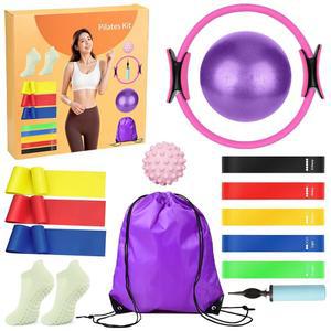 필라테스 링(매직 서클) 세트 저항 밴드 요가 스타터 피트니스 장비 여성 운동 키트가 포함된 Ywduoying 홈 필수 키트