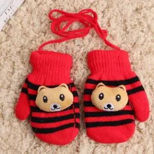 [하프클럽/]벙어리 장갑 보온 선물 겨울 아동 니트 두꺼운 곰