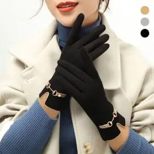 [하프클럽/]한국 패션 여성 장갑 가죽 클래식 체인장식
