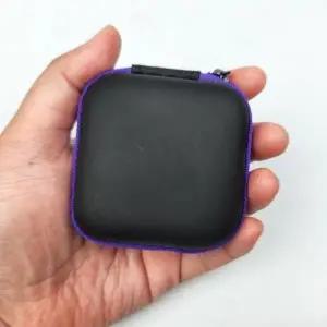 휴대용 줄이어폰 케이스 퍼플 유선이어폰 파우치 보관함 (WFKB0AQ)