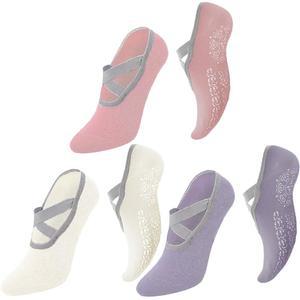 네모카마이 3쌍 요가 양말 필레이트 양말, 여성용 논 슬립 그립, 퓨어 바레, 발레, 댄스에 이상적입니다