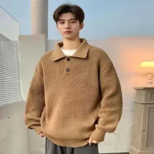 [프로셀러] 남자 3컬러 가을 데이트룩 댄디한 카라 니트티셔츠