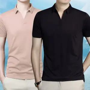 오픈카라 무지 카라티 아이스 반팔 피케 티셔츠