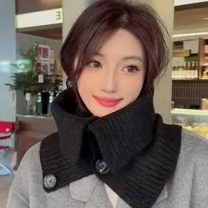 여성 겨울 목도리 울 머플러 하이 버튼 니트 넥워머 니트 따뜻한머플러