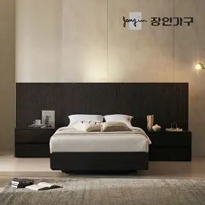 [장인가구][장인가구][T]까르뎅차콜 E0등급 LED 호텔 평상형 침대 프레임 슈퍼싱글 SS+협탁2(800,800)