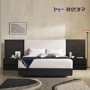 [장인가구][장인가구][T]까르뎅차콜 패브릭 LED 호텔 평상형 침대 프레임 LK+협탁2(800,800)