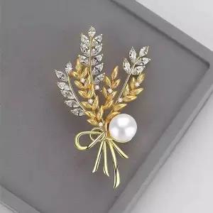 [하프클럽/]복고 진주 리본 레트로 밀 브로치 황금 신상 잎사귀