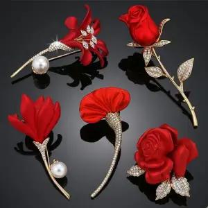 [하프클럽/]꽃 5월 카네이션 붉은 스승의날 브로치 어버이날 특선