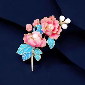[하프클럽/]꽃 중의 왕 모란 동양화 진주 부귀영화 옷핀 브로치 A타입