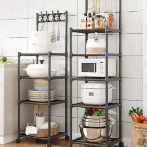 이동식 수납 선반 주방 베란다 다용도 틈새 정리대 트롤리 팬트리 조립식 무타공 밥솥